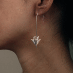 Silver Long Drop Flower Earrings – Elegant Dangle Jewelry - Image 3