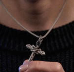 Serpent Cross Amulet – Gothic Dark Academia Necklace - Image 3