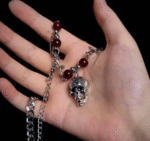 Blood Bead Skull Cross Necklace – Gothic Punk Memento Mori Jewelry - Image 3