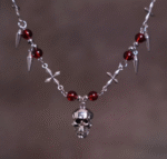 Blood Bead Skull Cross Necklace – Gothic Punk Memento Mori Jewelry - Image 4
