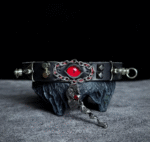 Dragon Eye Leather Choker – Punk Gothic Studded Collar - Image 4