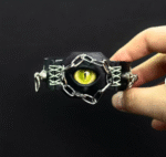 Eyeball Leather Cuff – Handmade Punk Gothic Bracelet - Image 4