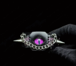 Purple Eyeball Spiked Leather Cuff – Handmade Gothic Punk Bracelet - Image 3