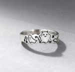 Ghost Doodle Ring – Gothic Silver Punk Halloween Jewelry - Image 3