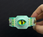 Green Eye Leather Cuff – Handmade Punk Gothic Bracelet - Image 3